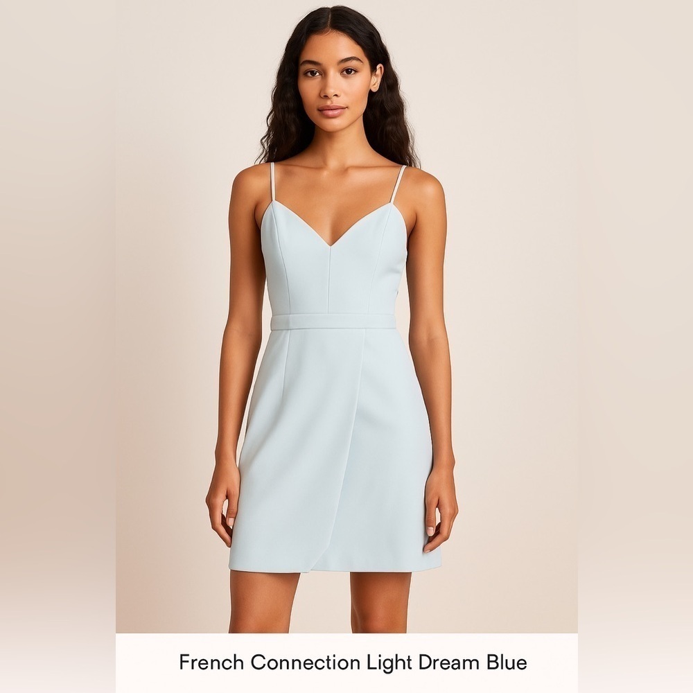 NWT French Connection Light Dream Blue Whisper V Nk Bow Envelope Dress Size 0